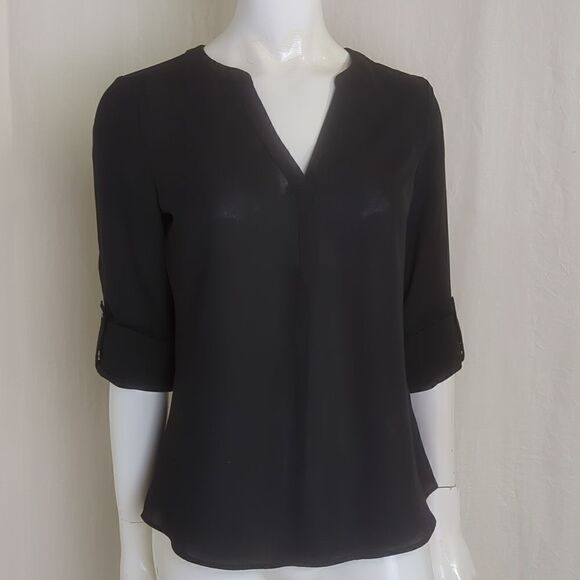 Black Blouse Small Candie's Black Flowy Long Sleeve Shirt Blouse Y2K - Picture 5 of 8